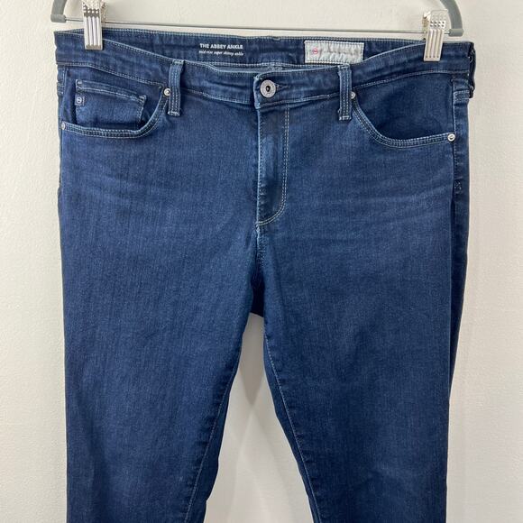 AG Blue 32 Denim Jeans The Abbey Ankle Mid Rise Super Skinny Leg Regular Fit - Picture 3 of 9